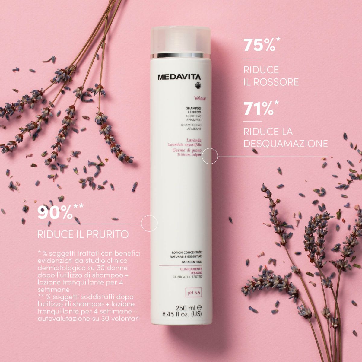 Medavita Shampoo lenitivo per uso frequente Velour 250ml