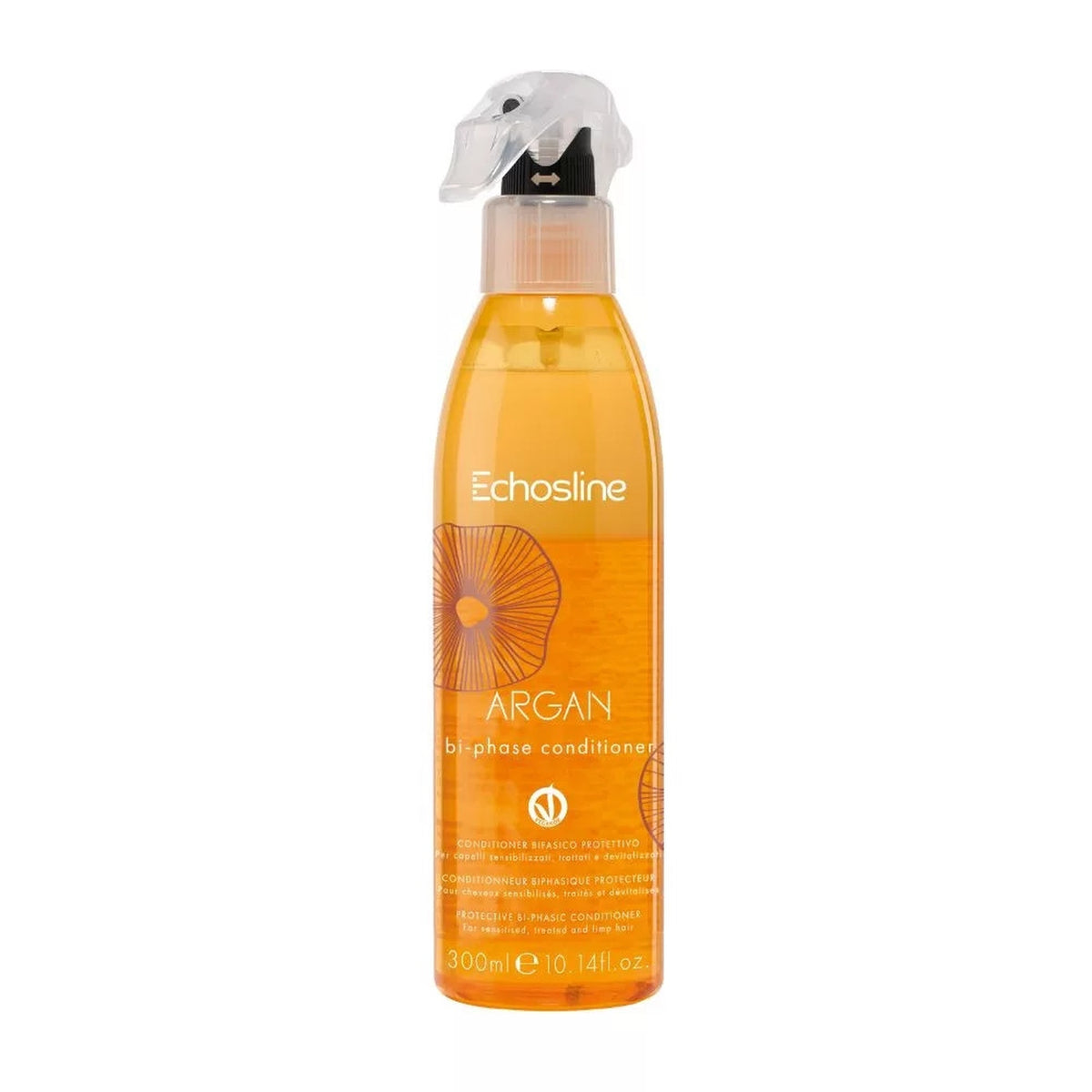 Echosline Argan Bi-Phase – Balsamo Bifasico Districante Senza Risciacquo 300 ml – confezione del prodotto su fondo bianco