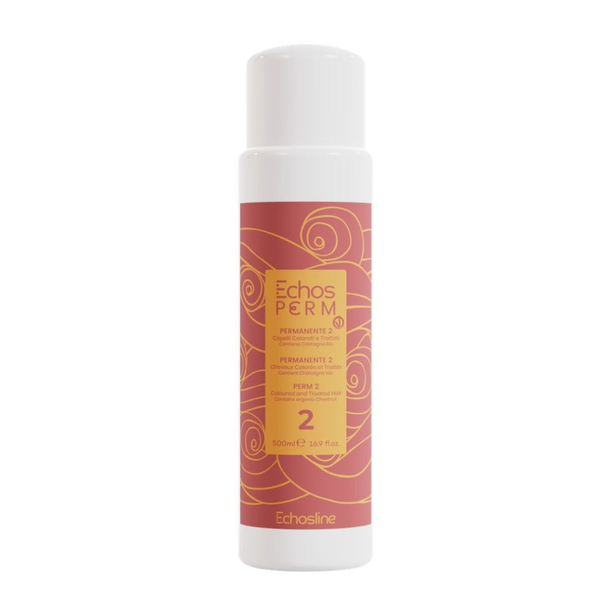 Echosline Echos Perm P2 – Permanente Professionale per Capelli Colorati e Trattati 500 ml – confezione del prodotto su fondo bianco