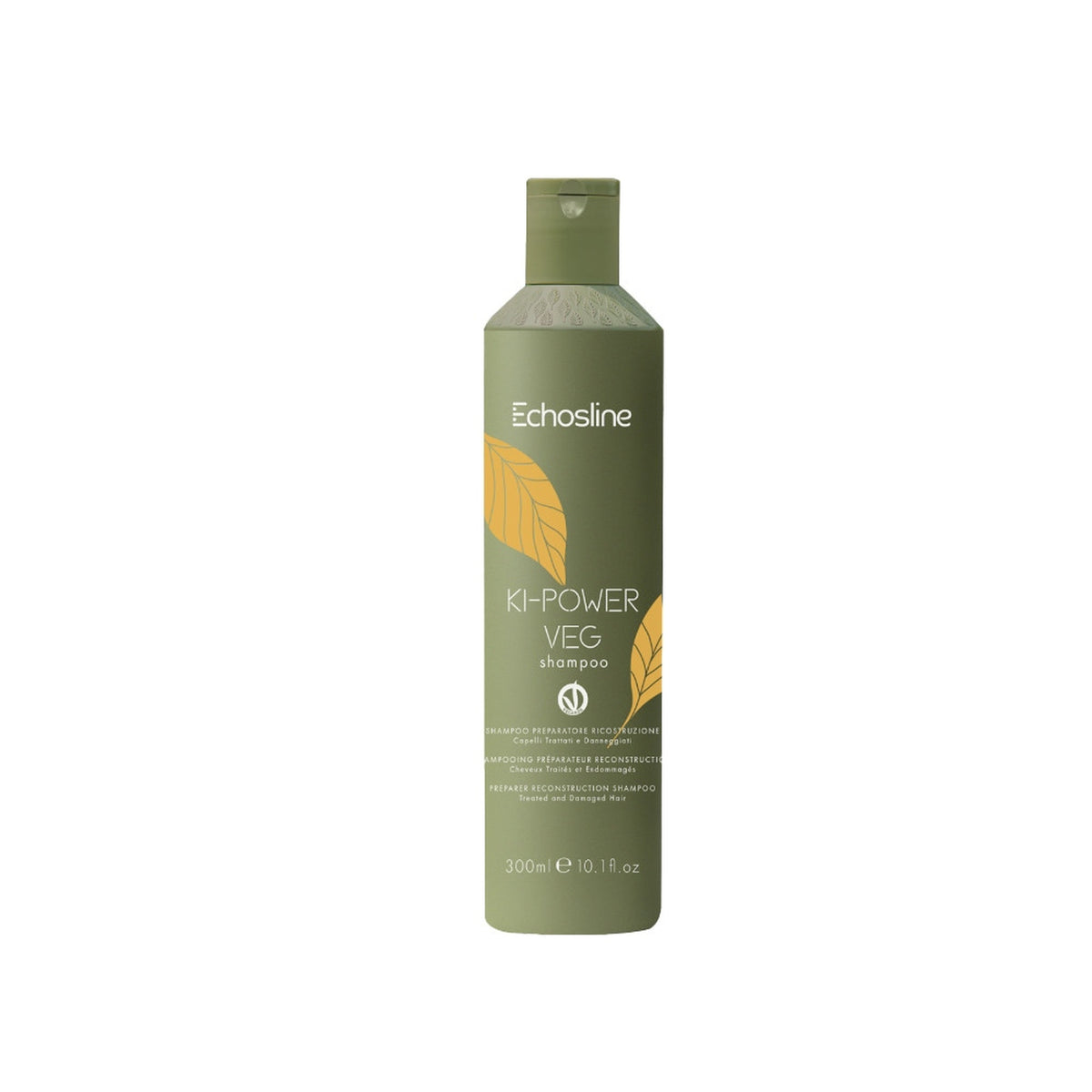 Echosline Ki-Power Veg – Shampoo Ristrutturante per Capelli Danneggiati 300 ml – confezione del prodotto su fondo bianco