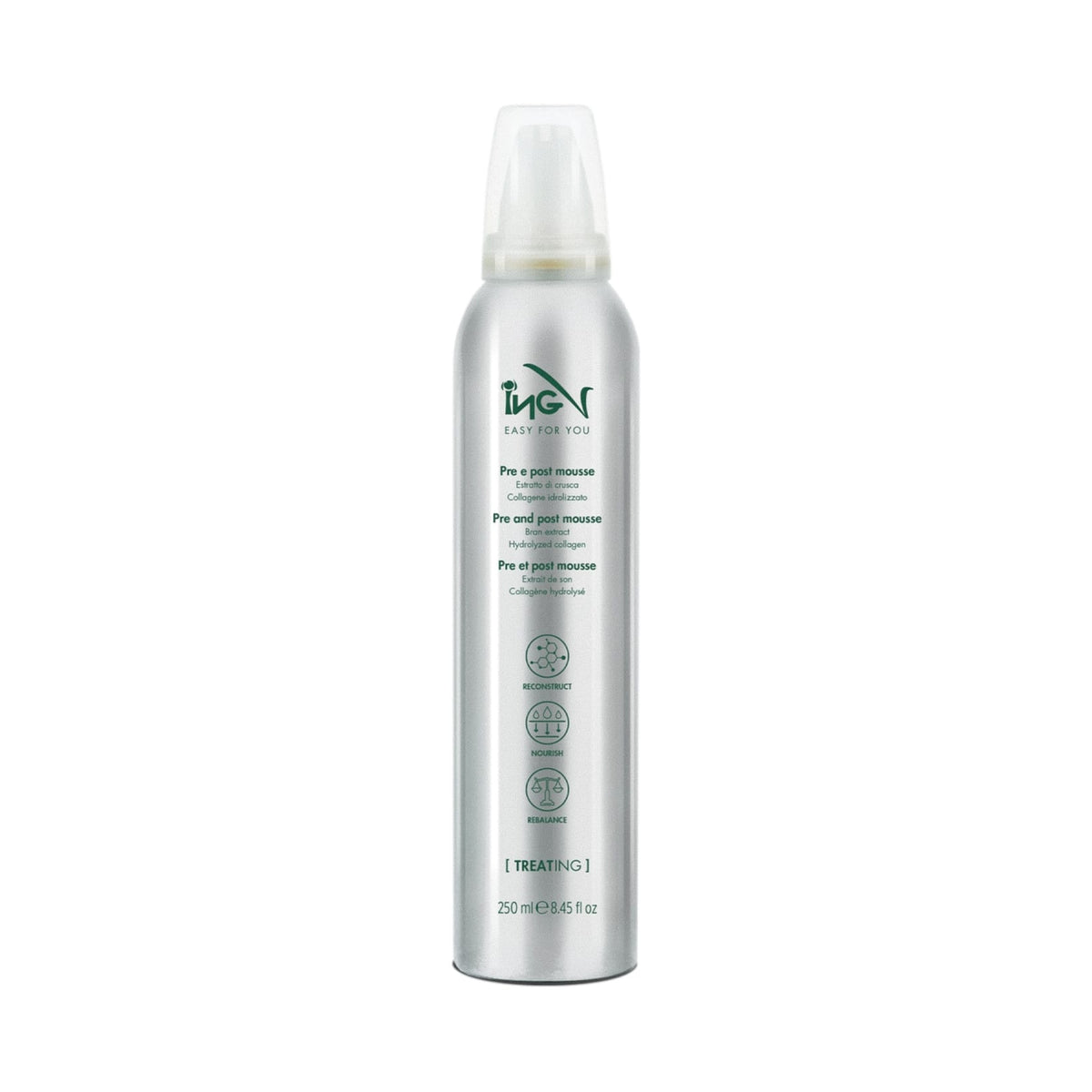 ING Pre e Post Mousse Ristrutturante per Capelli Trattati 250 ml - confezione originale