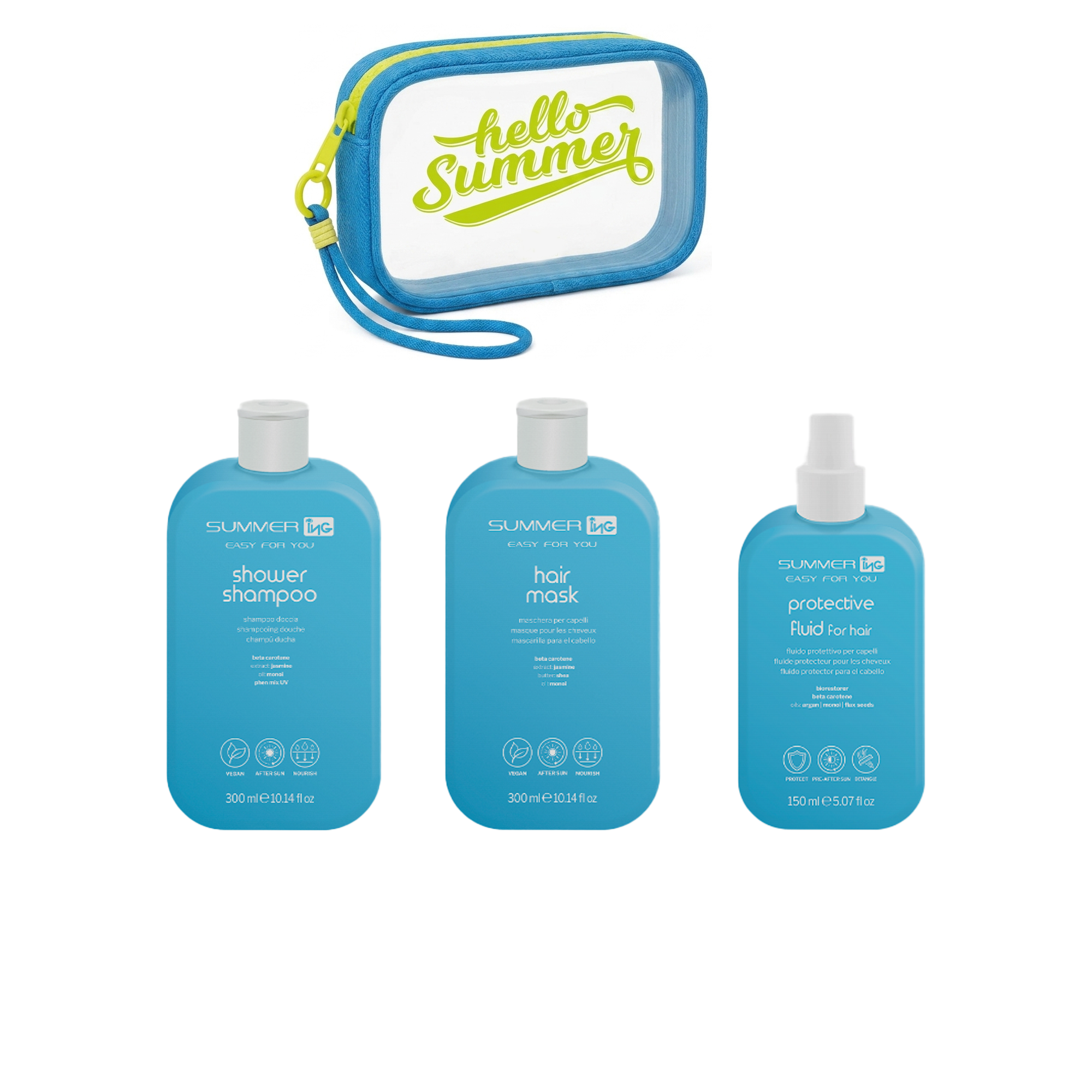 ING Kit estivo capelli - Shampoo, Maschera e Fluido protettivo + Pochette OMAGGIO