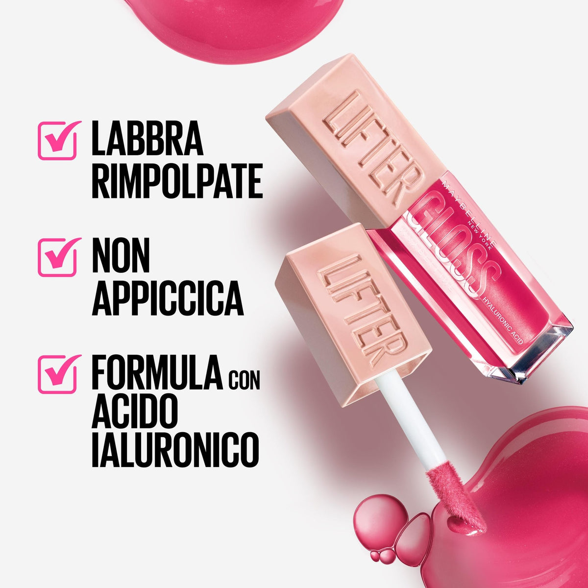 Maybelline Lifter Gloss – Gloss Labbra Idratante con Acido Ialuronico e Applicatore XL