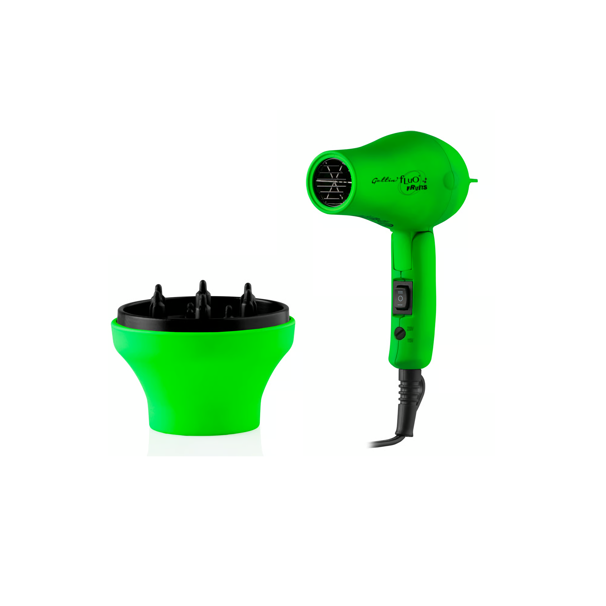 Labor Gettin Fluo Fruits Mini asciugacapelli da viaggio 1000 W - con diffusore Colorato