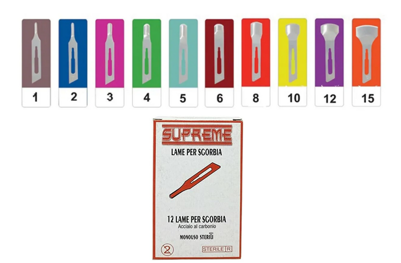 SUPREME Lame Sgorbie 1-2-3-4-5-6-8-10-12-15 conf. 12 pezzi