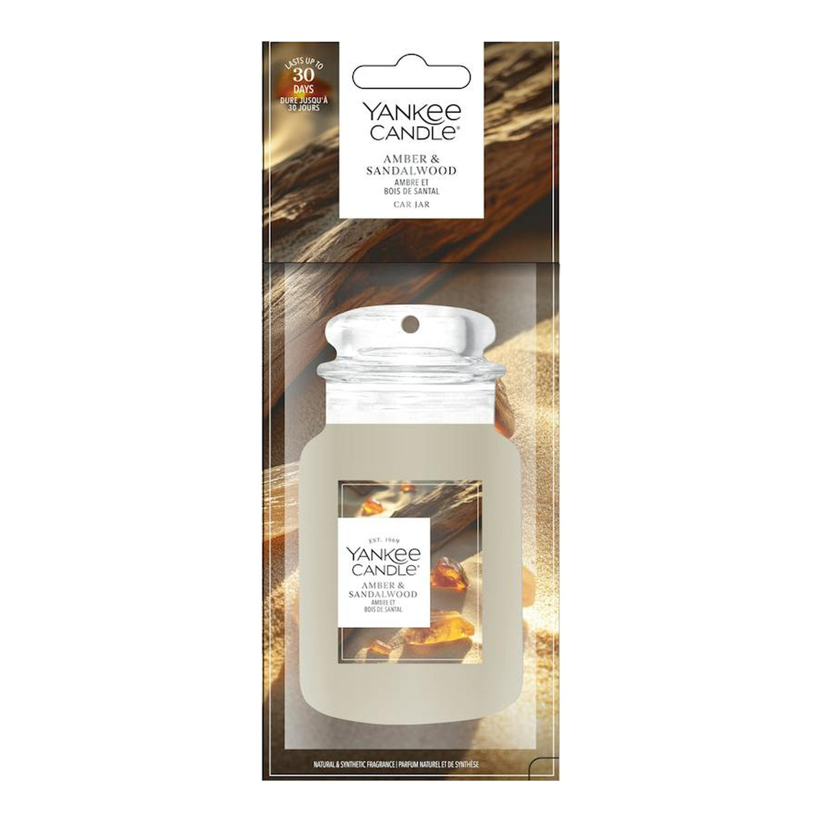 Yankee Candle Amber Sandalwood Car Jar Paper – Profumatore Auto in Cartoncino
