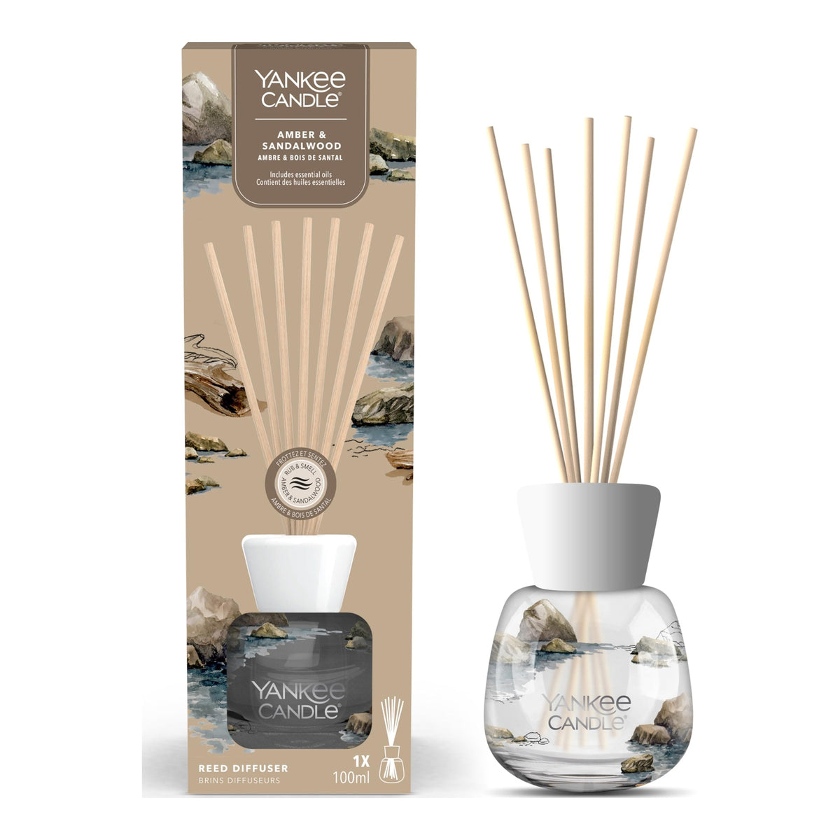 Yankee Candle Amber Sandalwood – Diffusore Ambiente a Bastoncini 100 ml