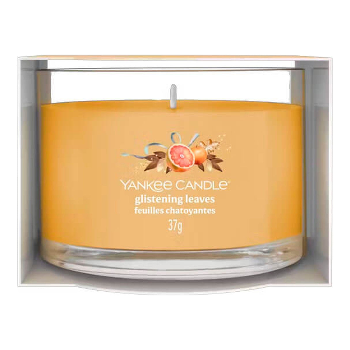 Yankee Candle Glistening Leaves – Candela Profumata Mini Votiva in Vetro 37 g