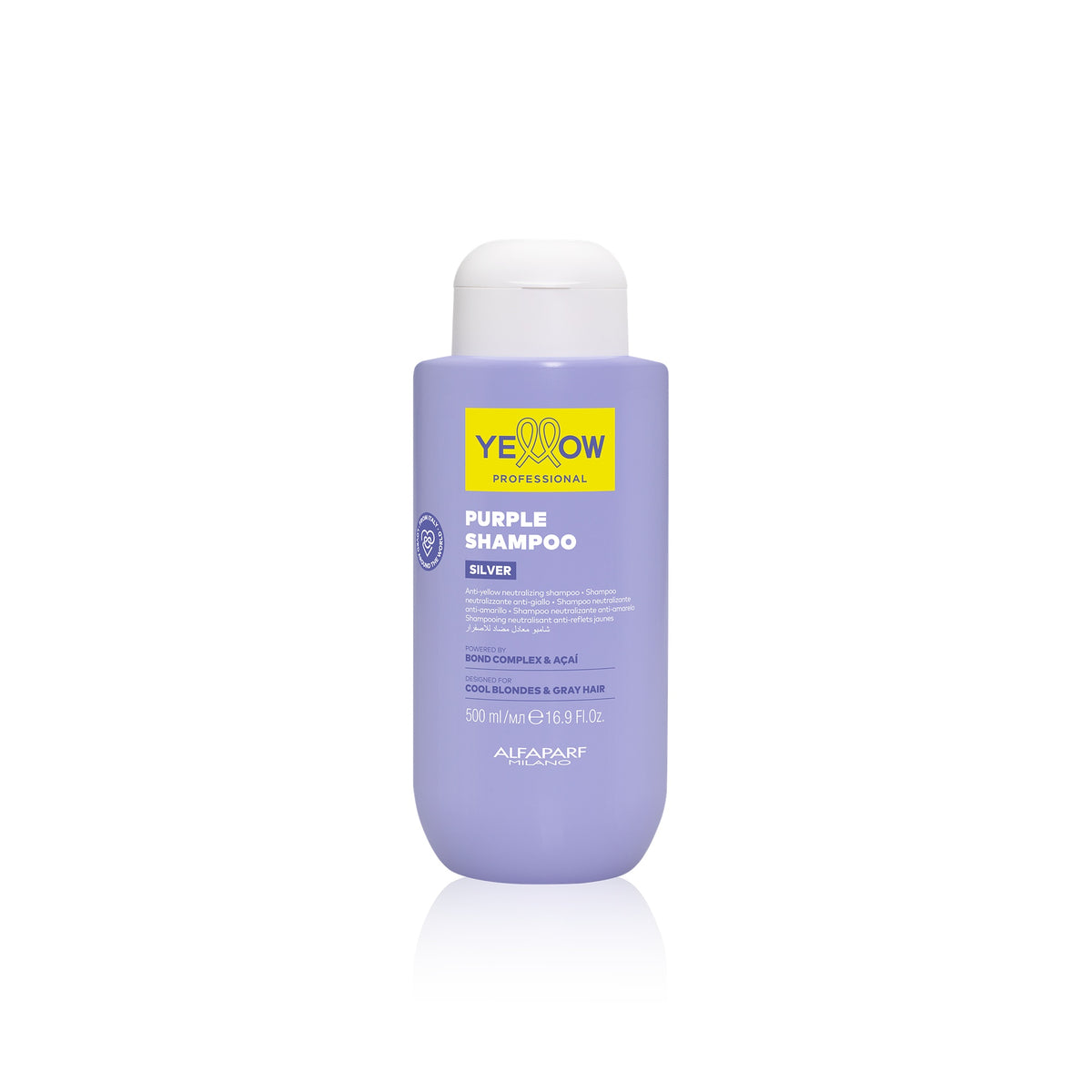 Yellow Professional Silver Purple Shampoo – Shampoo Antigiallo per Biondi e Grigi 500 ml, confezione frontale