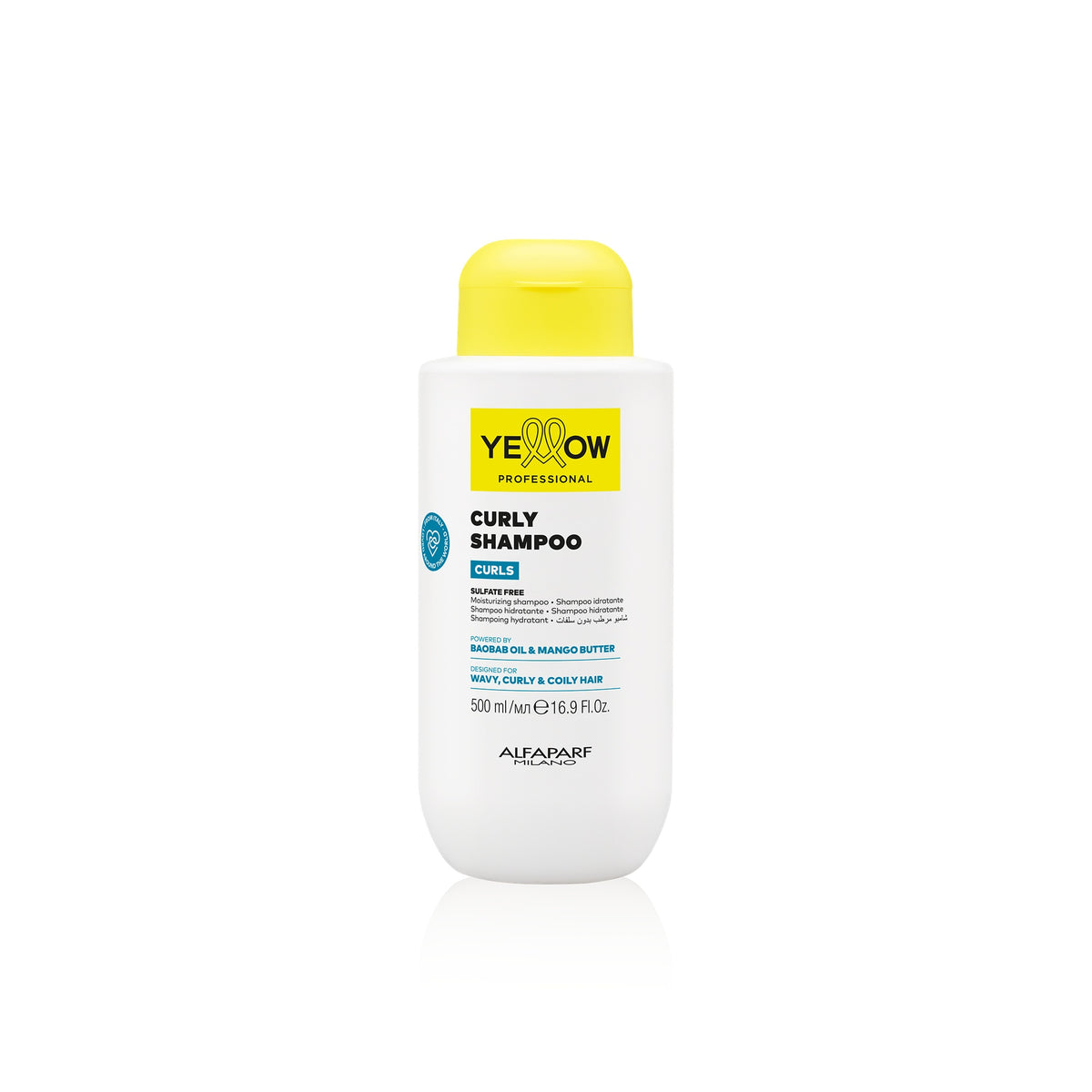 Yellow Professional Curls Curly Shampoo – Shampoo Idratante senza Solfati per Capelli Ricci 500 ml, confezione frontale