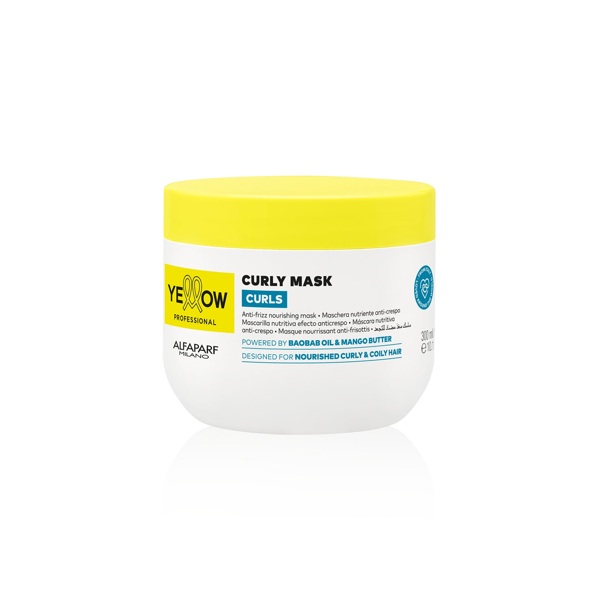 Yellow Professional Curls Curly Mask – Maschera nutriente anti-crespo per capelli mossi, ricci e coily 300 ml, confezione frontale