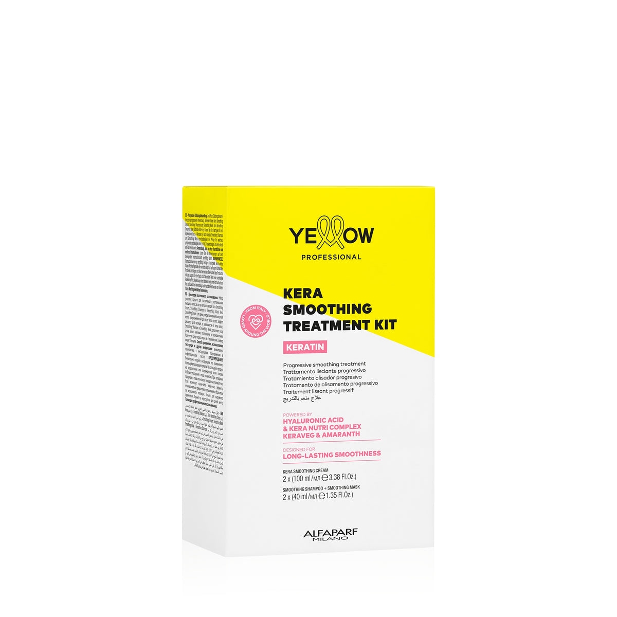 Yellow Professional Keratin Kera Smoothing Treatment Kit – Trattamento lisciante progressivo kit, confezione frontale