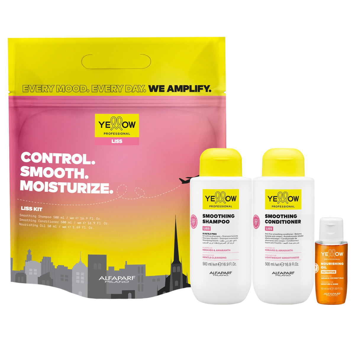 Yellow Professional Liss Holiday Kit – Kit Lisciante Anticrespo per Capelli Ribelli Kit, confezione frontale