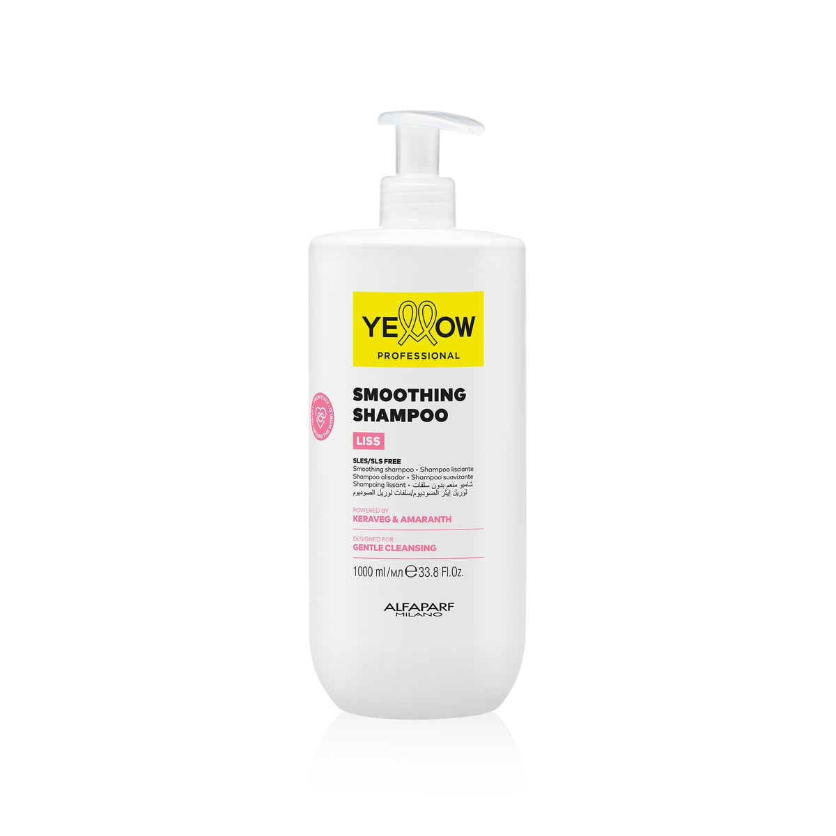 Yellow Professional Liss Smoothing Shampoo – Shampoo Lisciante Anticrespo senza SLES/SLS 1000 ml, confezione frontale