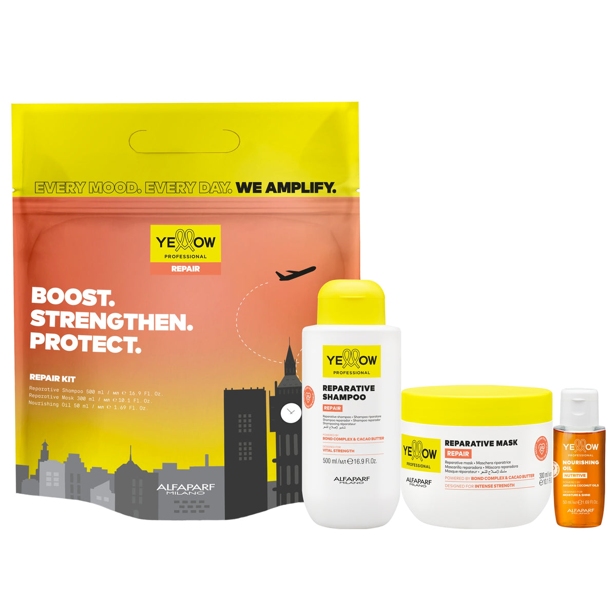 Yellow Professional Repair Holiday Kit – Kit Riparatore per Capelli Danneggiati Kit, confezione frontale