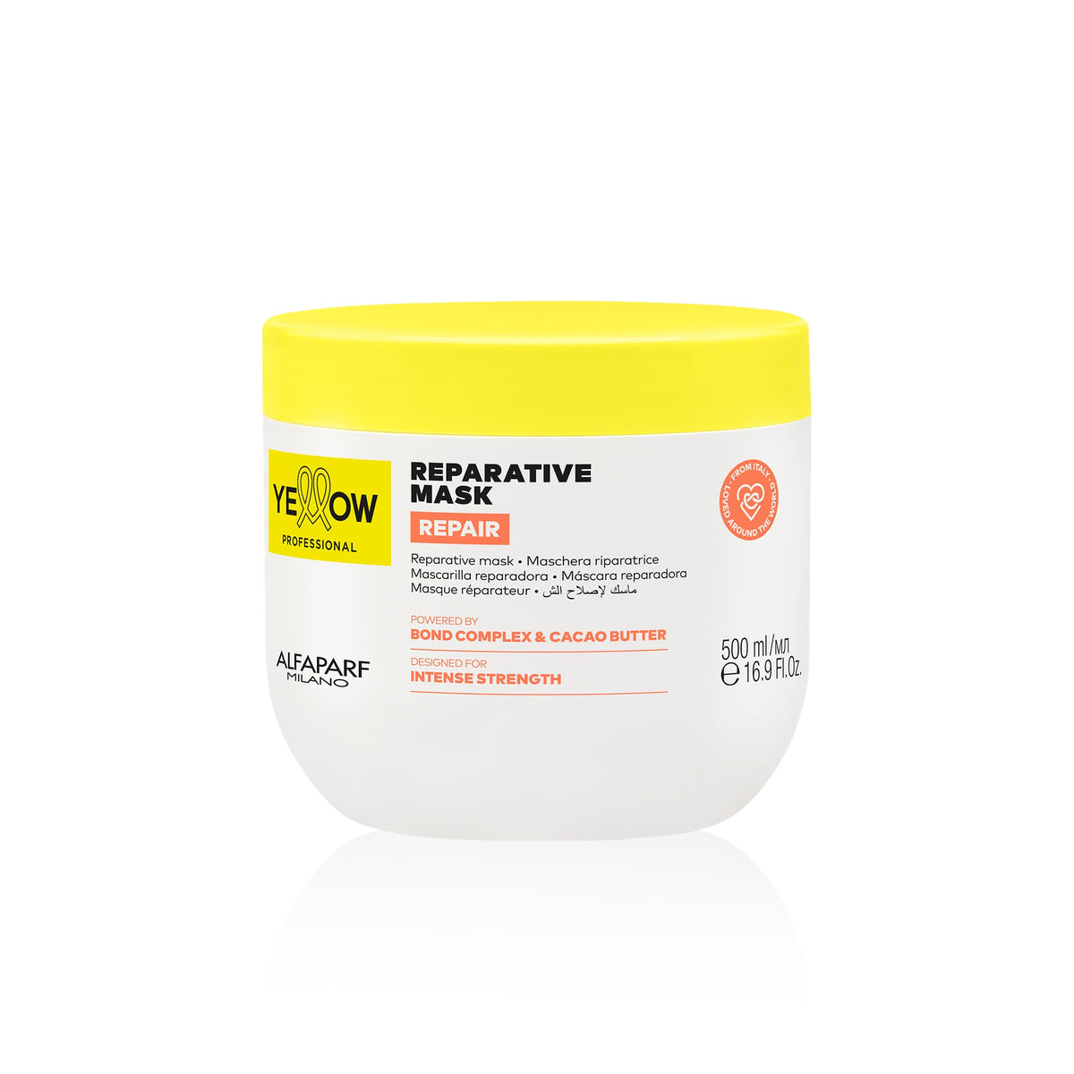 Yellow Professional Repair Reparative Mask – Maschera Riparatrice per Capelli Danneggiati 500 ml, confezione frontale