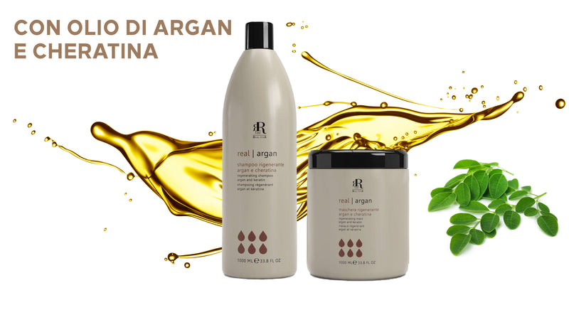 RR Line Set Shampoo + Maschera Argan e Cheratina + 2 Fiale Ristrutturanti
