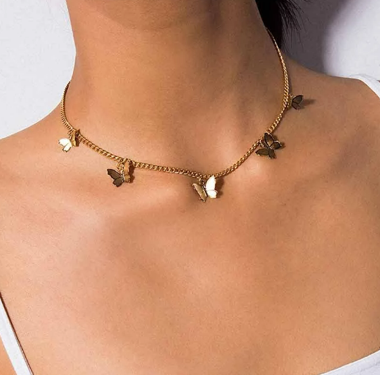 Collana a ciondolo con farfalle placcata in ORO Edizione Limitata
